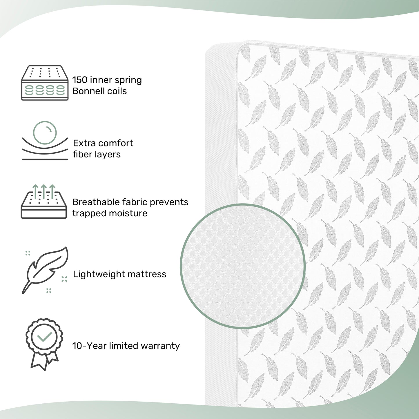 Dream On Me 2-In-1 Breathable 132 Premium Coil Inner Spring Crib & Toddler Mattress