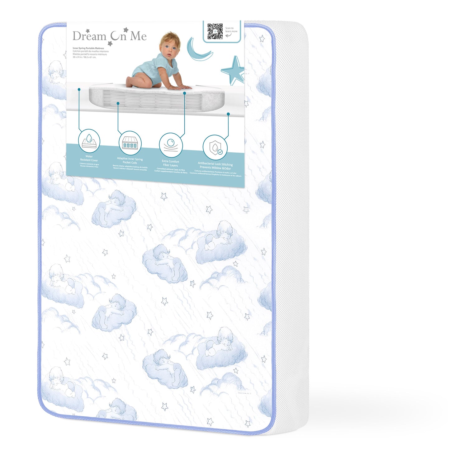Dream On Me 2-In-1 Breathable 3" Spring Coil Portable Crib Mattress
