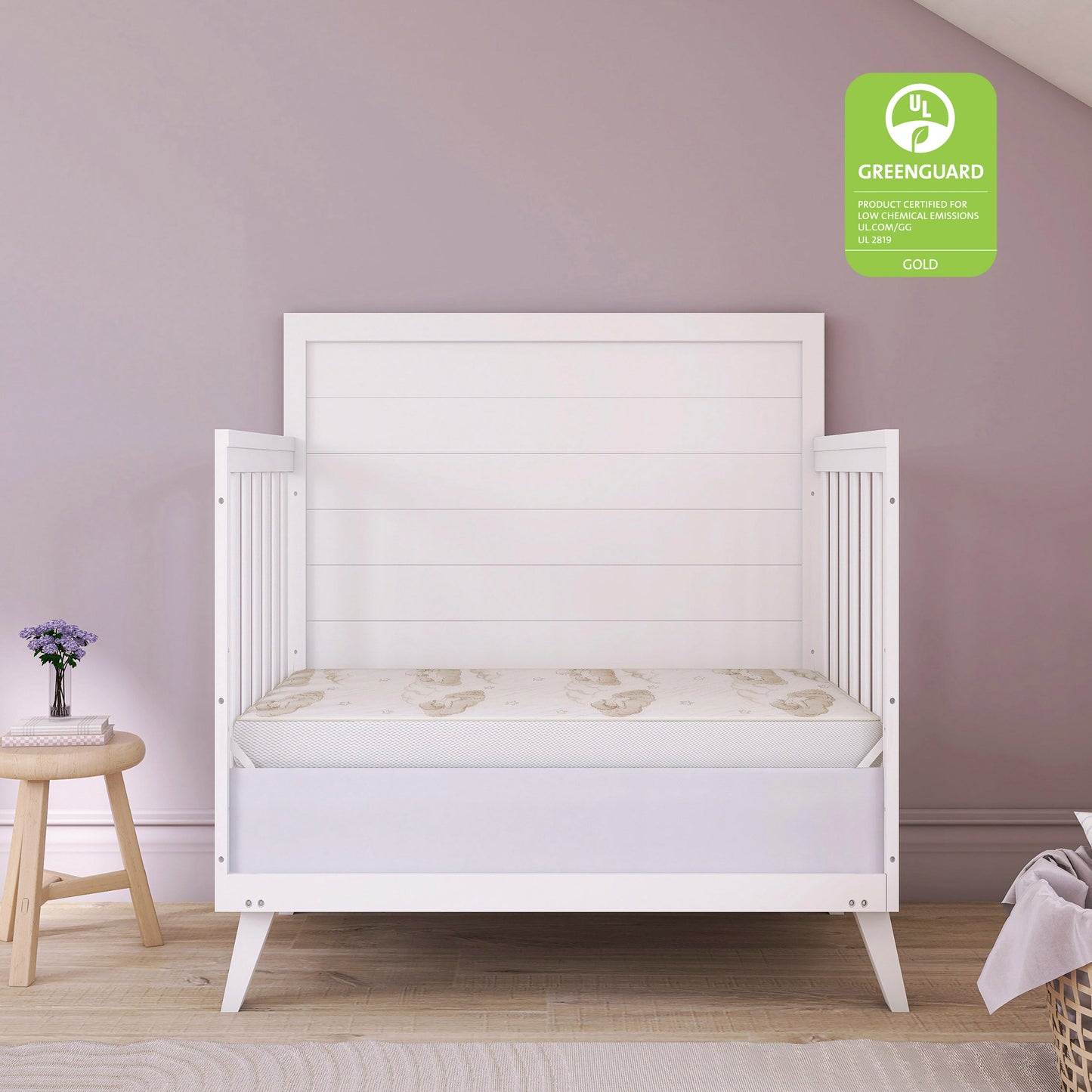 Dream On Me 2-In-1 Breathable Two-Sided, Portable Crib Fiber Mattress in White