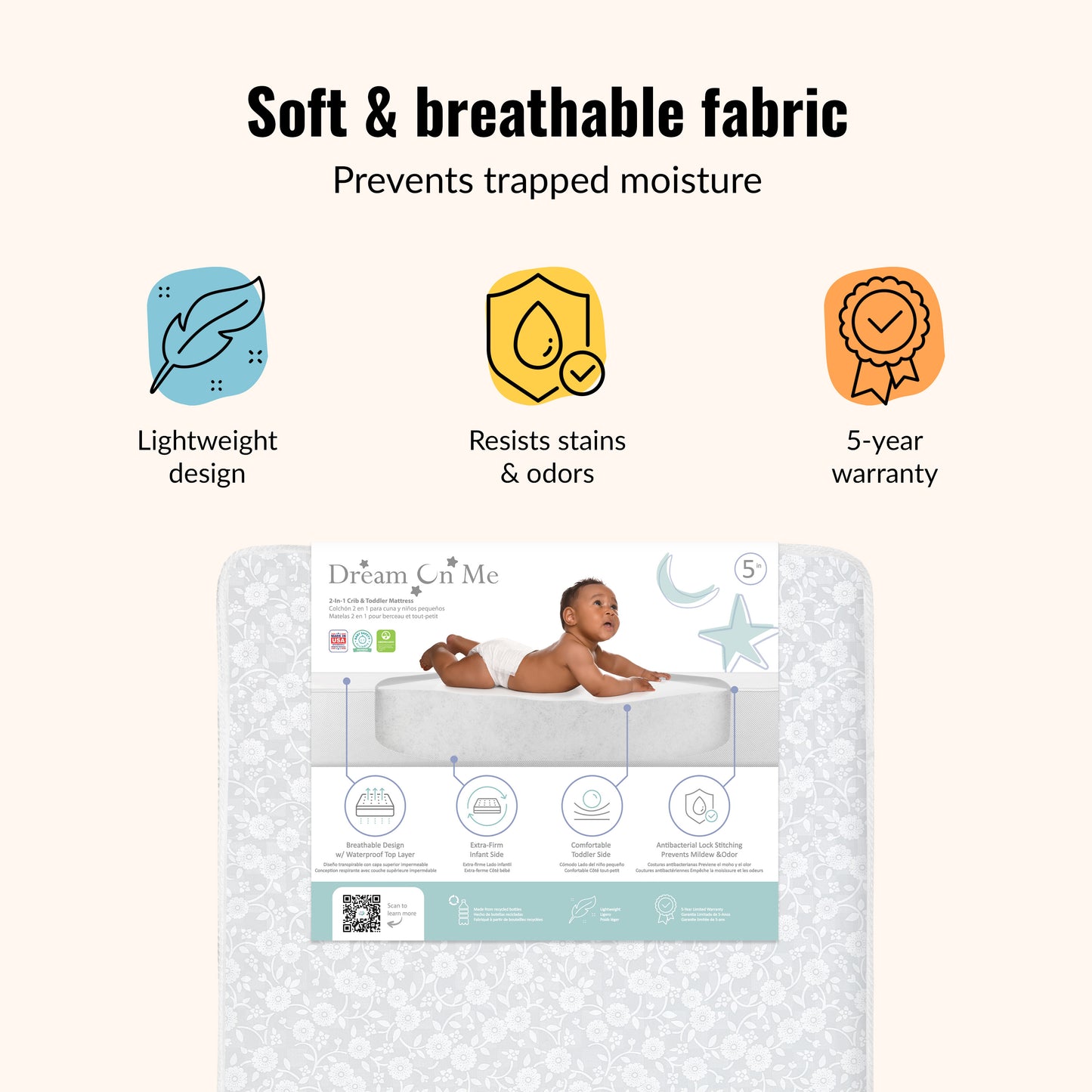Dream On Me Breathable Orthopedic Extra Firm Crib & Toddler Mattress