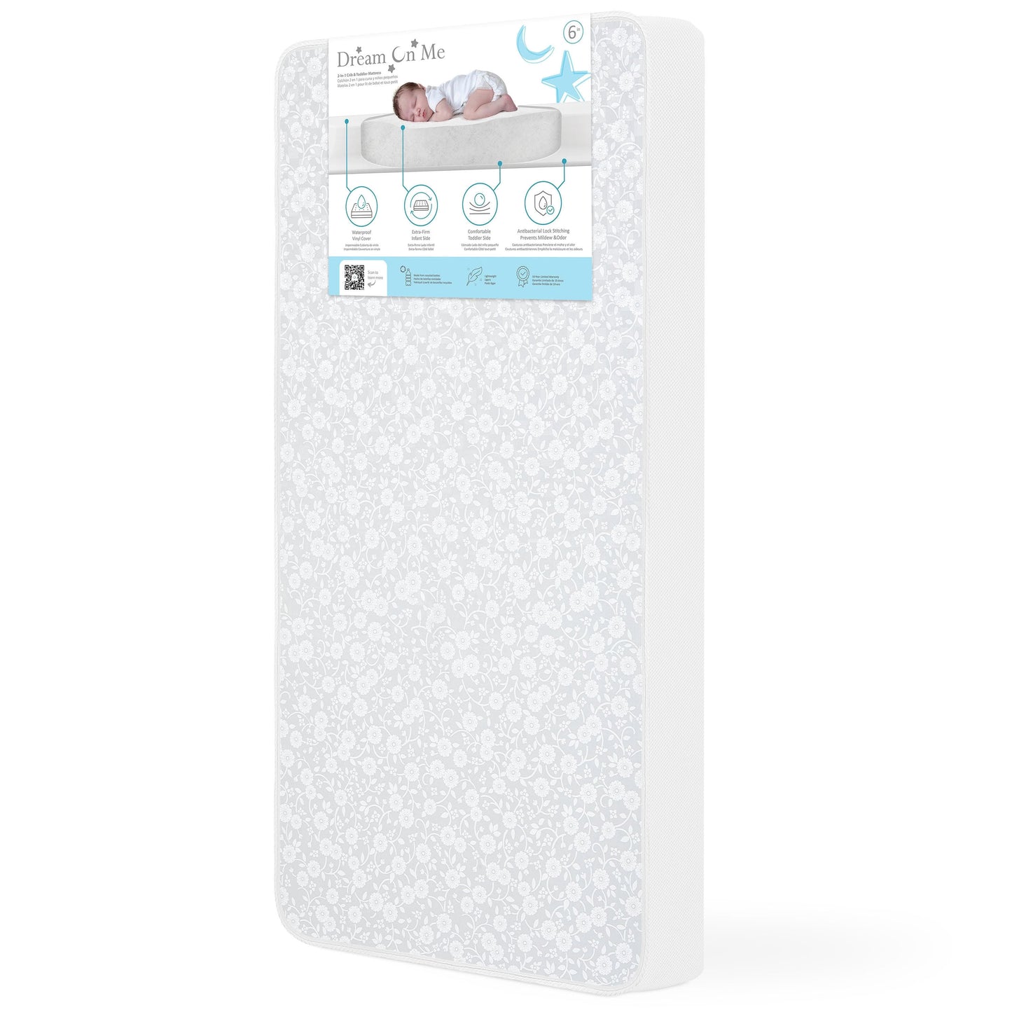 Dream On Me Breathable Little Baby 6 Inch Full Size Firm Crib & Toddler Bed Mattress