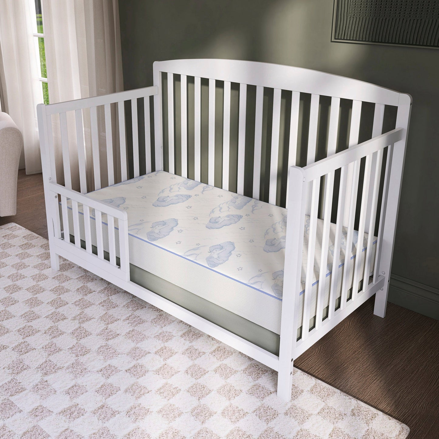 Dream On Me 2-In-1 Breathable Sweet Dreams 6 Inch 88 Coil Spring Crib & Toddler Bed Mattress
