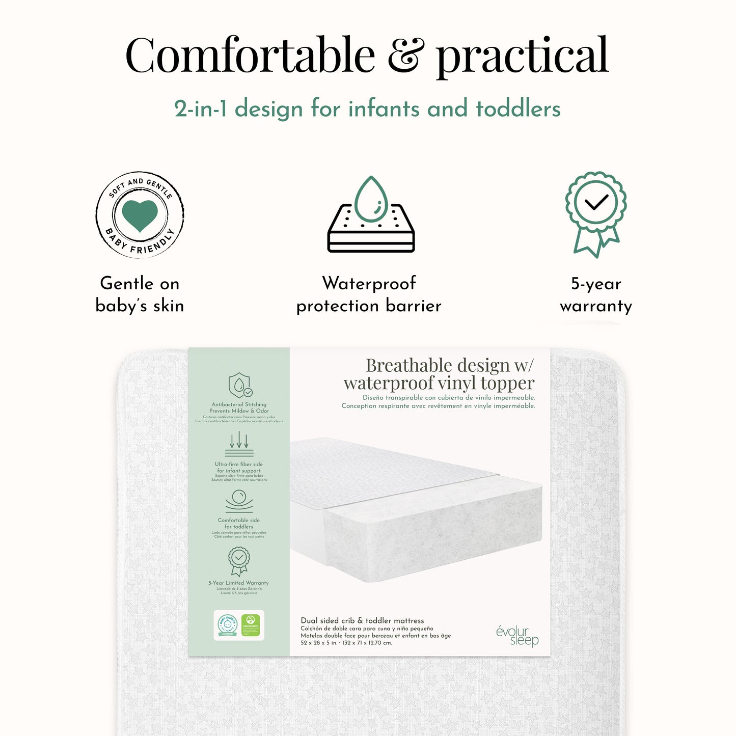Evolur Sleep Breathable Dual Stage Comfort-Lite 5 Inch Foam Mattress