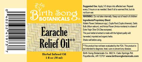 Birth Song Botanicals Co. Herbal Earache Relief Oil Blended with Garlic and Mullein Flowers 1 oz