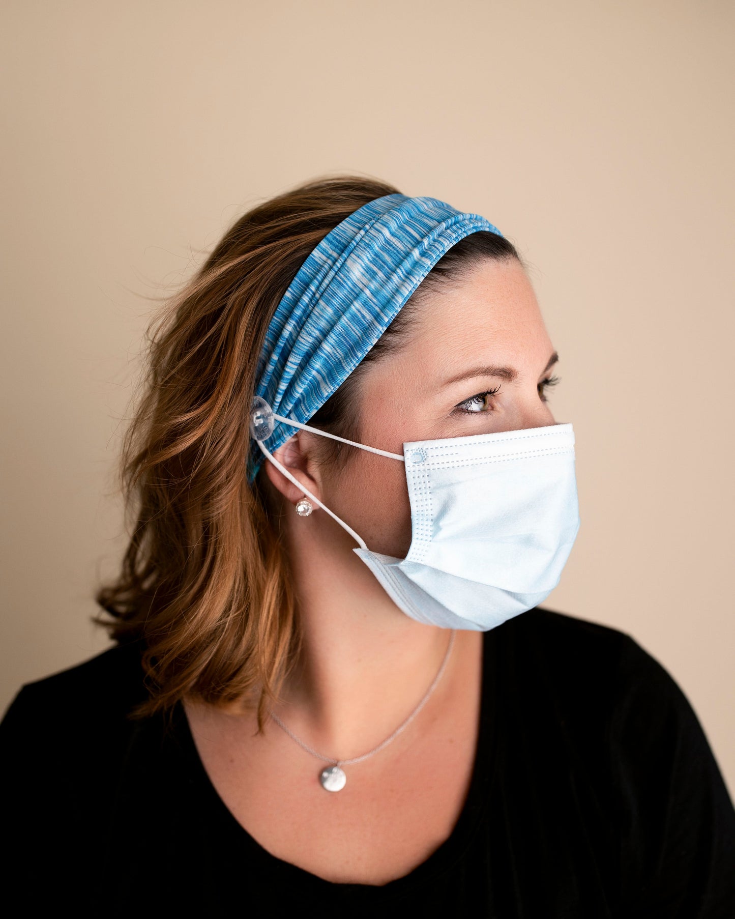 Cotton Candy Savior Headbands With Buttons for Masks