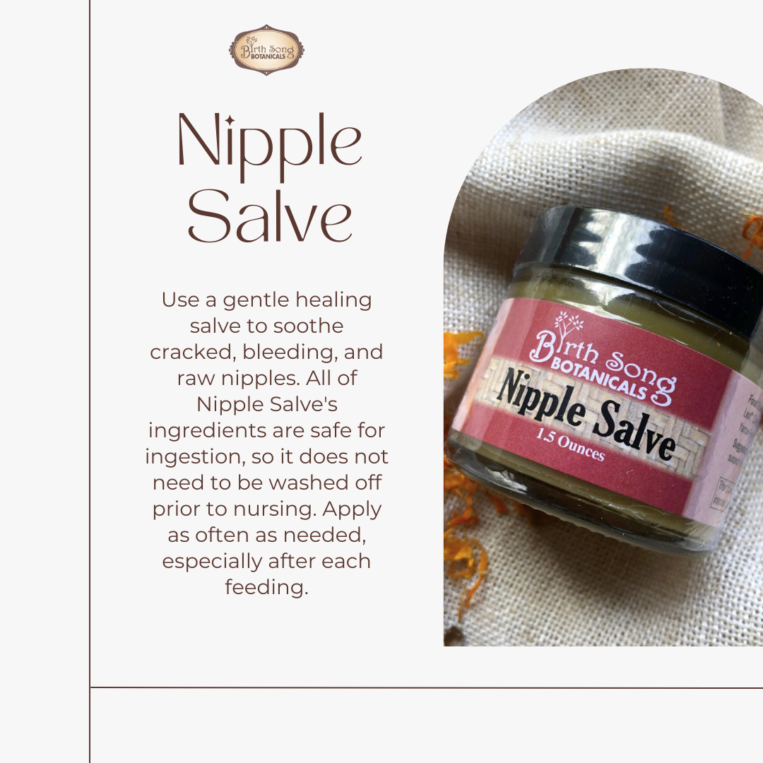 Birth Song Botanicals Co. Nipple Salve Herbal Nipple Cream for Breastfeeding Comfort, Unscented