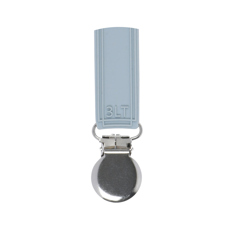 Classic Gray All Silicone One Piece Pacifier Clip
