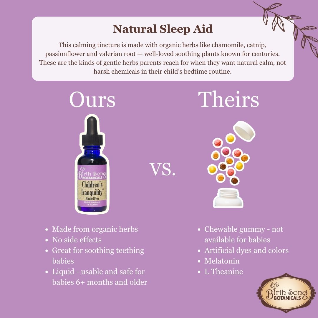 Birth Song Botanicals Co. Children's Tranquility, Children's Sleep Aid Relaxing Herbal Tincture 1 oz.