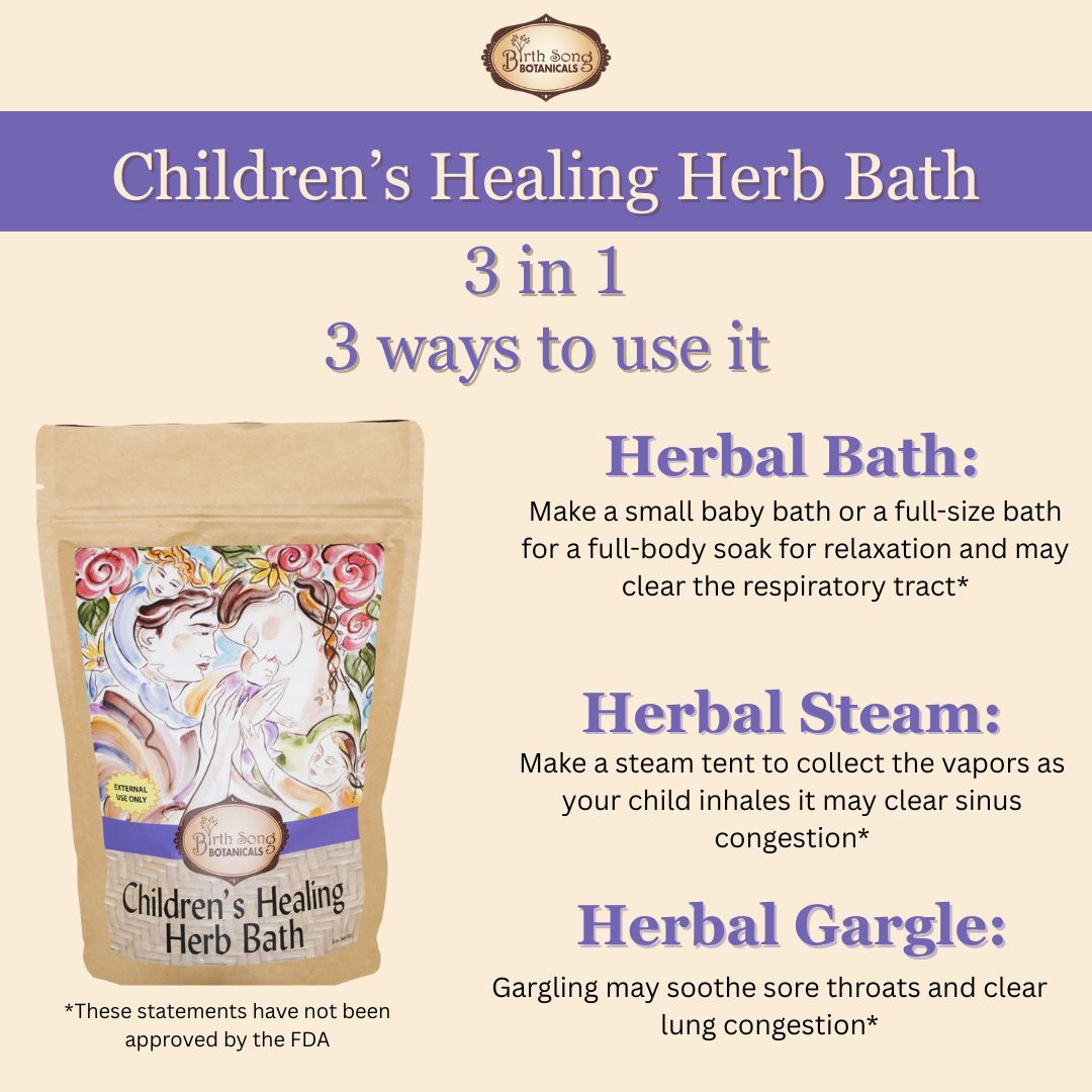 Birth Song Botanicals Co. Children's Healing Herb Bath for Lung Congestion- Bath, Steam & Gargle