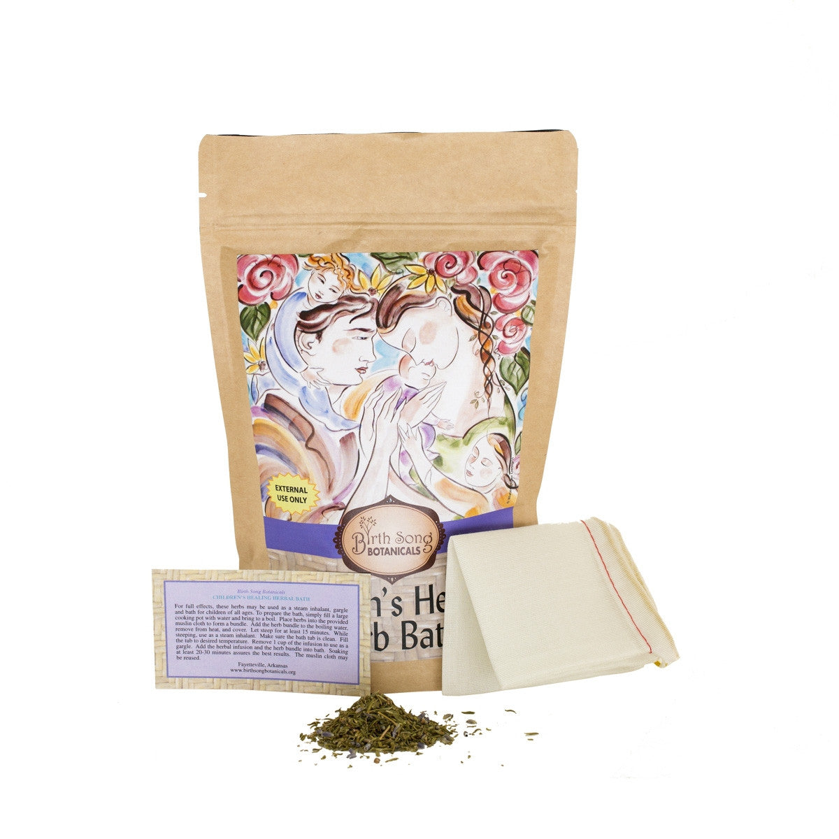 Birth Song Botanicals Co. Children's Healing Herb Bath for Lung Congestion- Bath, Steam & Gargle
