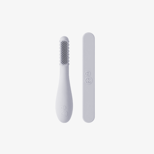 ezpz Baby-Led™ Toothbrush + Tongue Depressor in Pewter