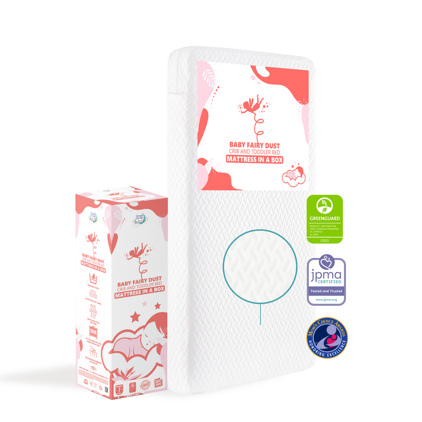 Dream On Me Baby Fairy 5 Inch Foam Crib & Toddler Bed Mattress