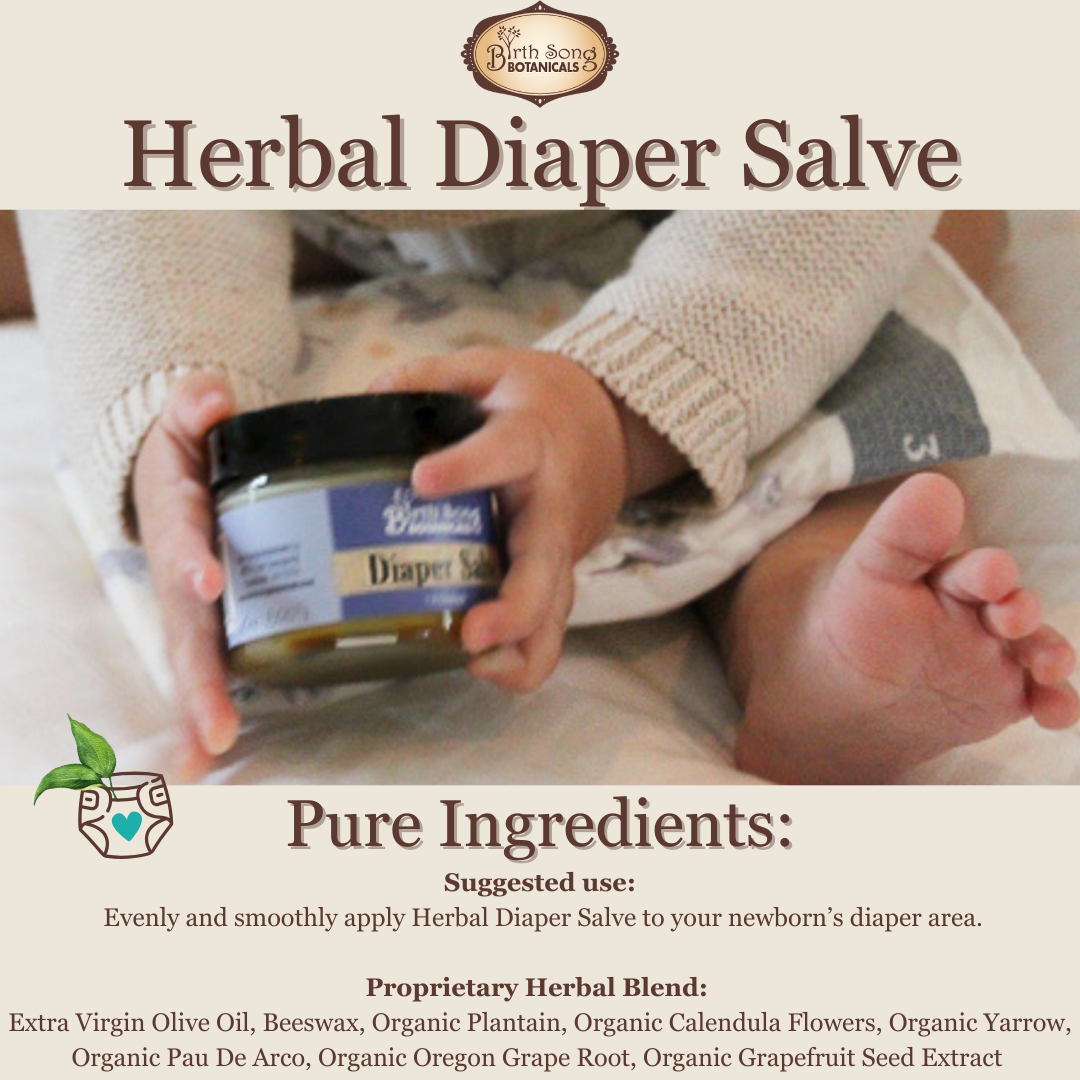 Birth Song Botanicals Co. Herbal Baby Diaper Cream With Calendula, Cloth Diaper Safe, Unscented