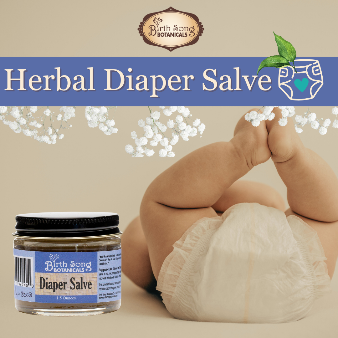 Birth Song Botanicals Co. Herbal Baby Diaper Cream With Calendula, Cloth Diaper Safe, Unscented
