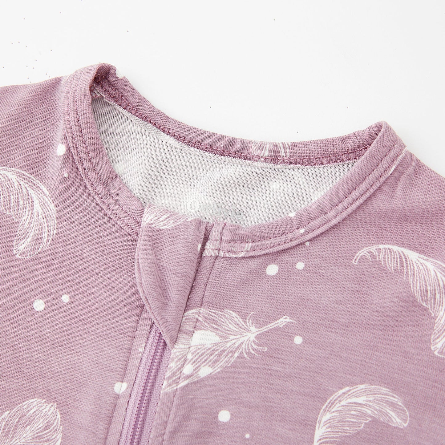 Bamboo Long Sleeve Zip Footed Pajamas - Feather Mauve