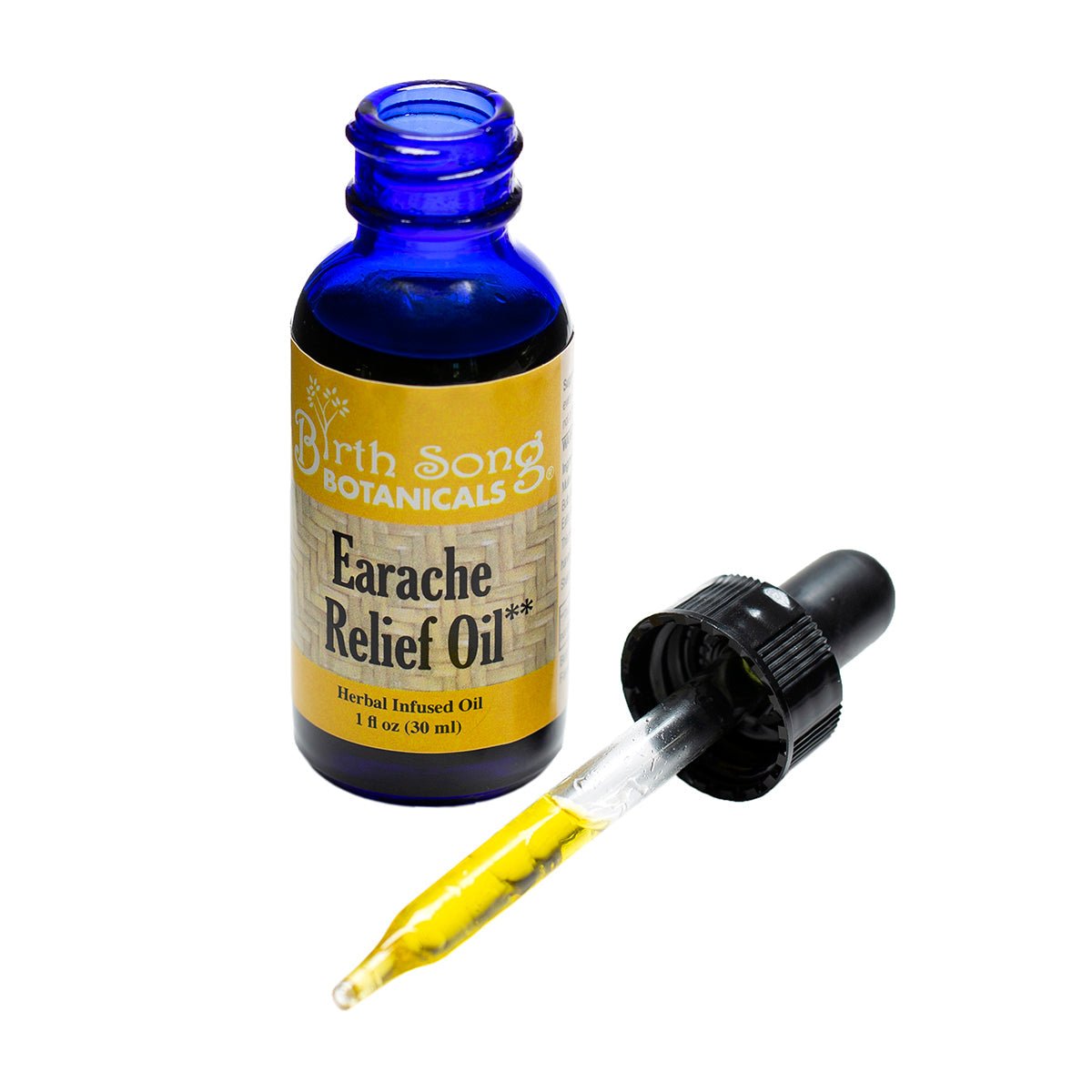 Birth Song Botanicals Co. Herbal Earache Relief Oil Blended with Garlic and Mullein Flowers 1 oz