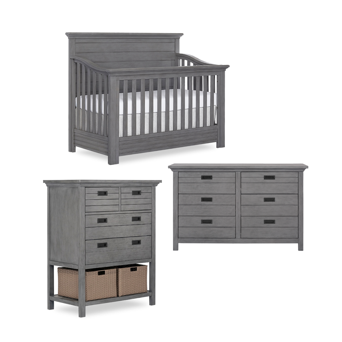 Evolur Waverly Rustic Grey 3-Piece Rustic Charm Nursery Bundle