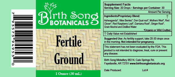 Birth Song Botanicals Co. Fertile Ground Herbal Fertility Support Tincture for Women  2 oz.