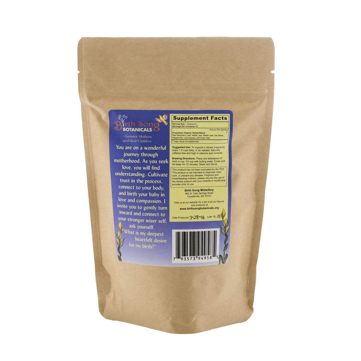 Birth Song Botanicals Co. Lady in Waiting- Herbal Pregnancy Tea with Red Raspberry Leaf 3 oz.