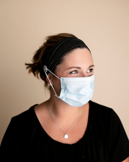 Dark Gray Savior Headbands With Buttons for Masks