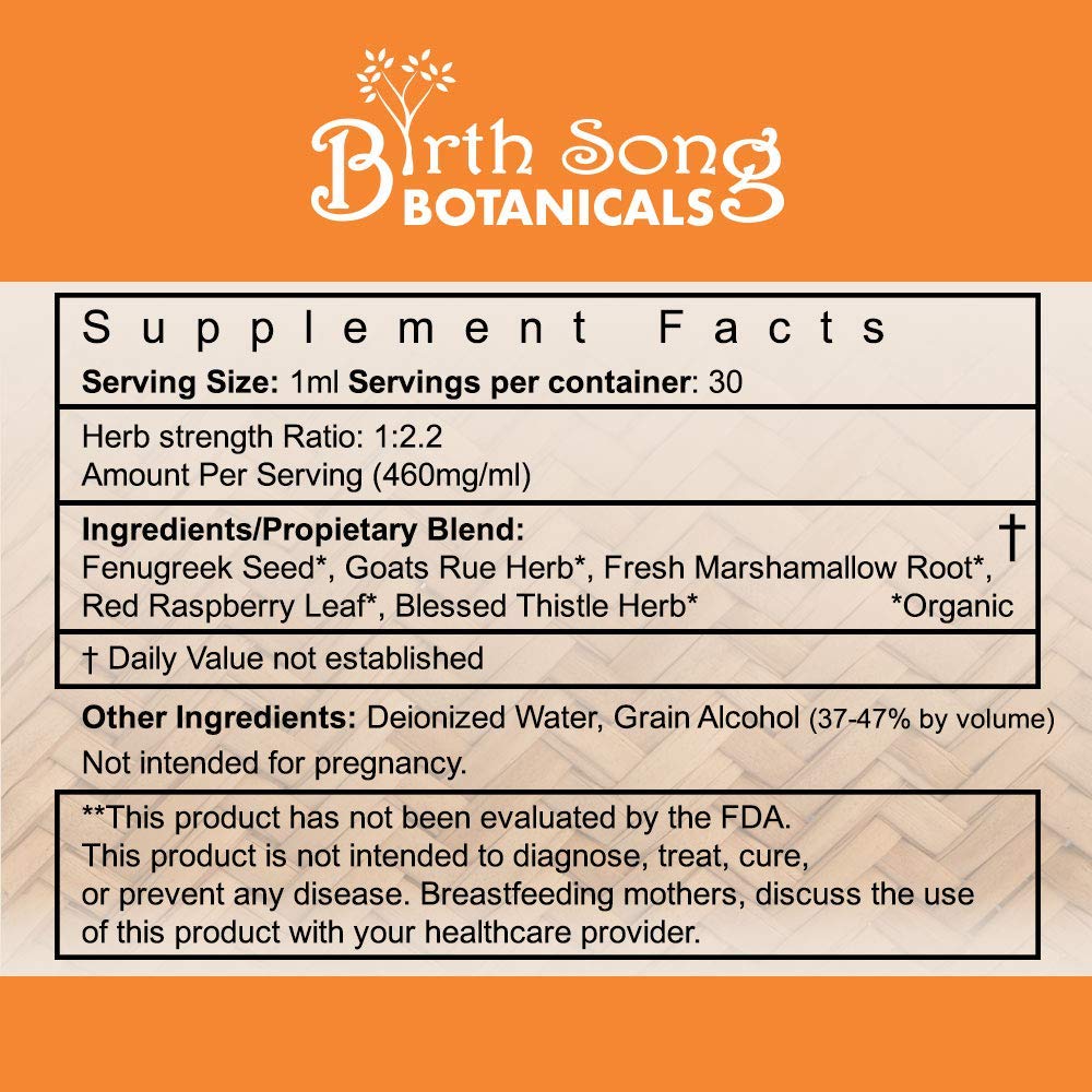 Birth Song Botanicals Co. Let There Be Milk! Breastfeeding Herbal Supplement For Lactation 1 oz.