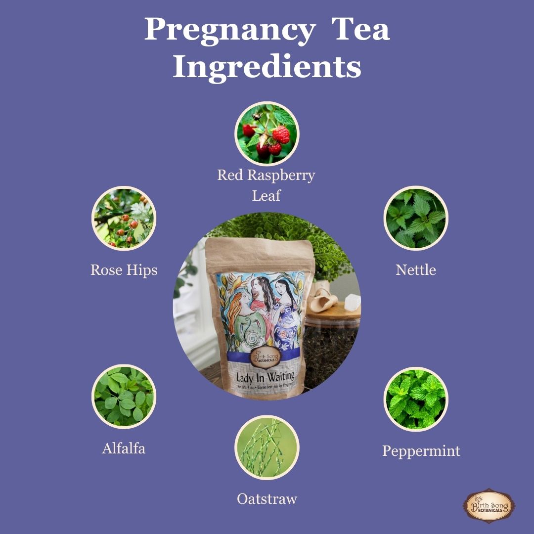 Birth Song Botanicals Co. Lady in Waiting- Herbal Pregnancy Tea with Red Raspberry Leaf 3 oz.