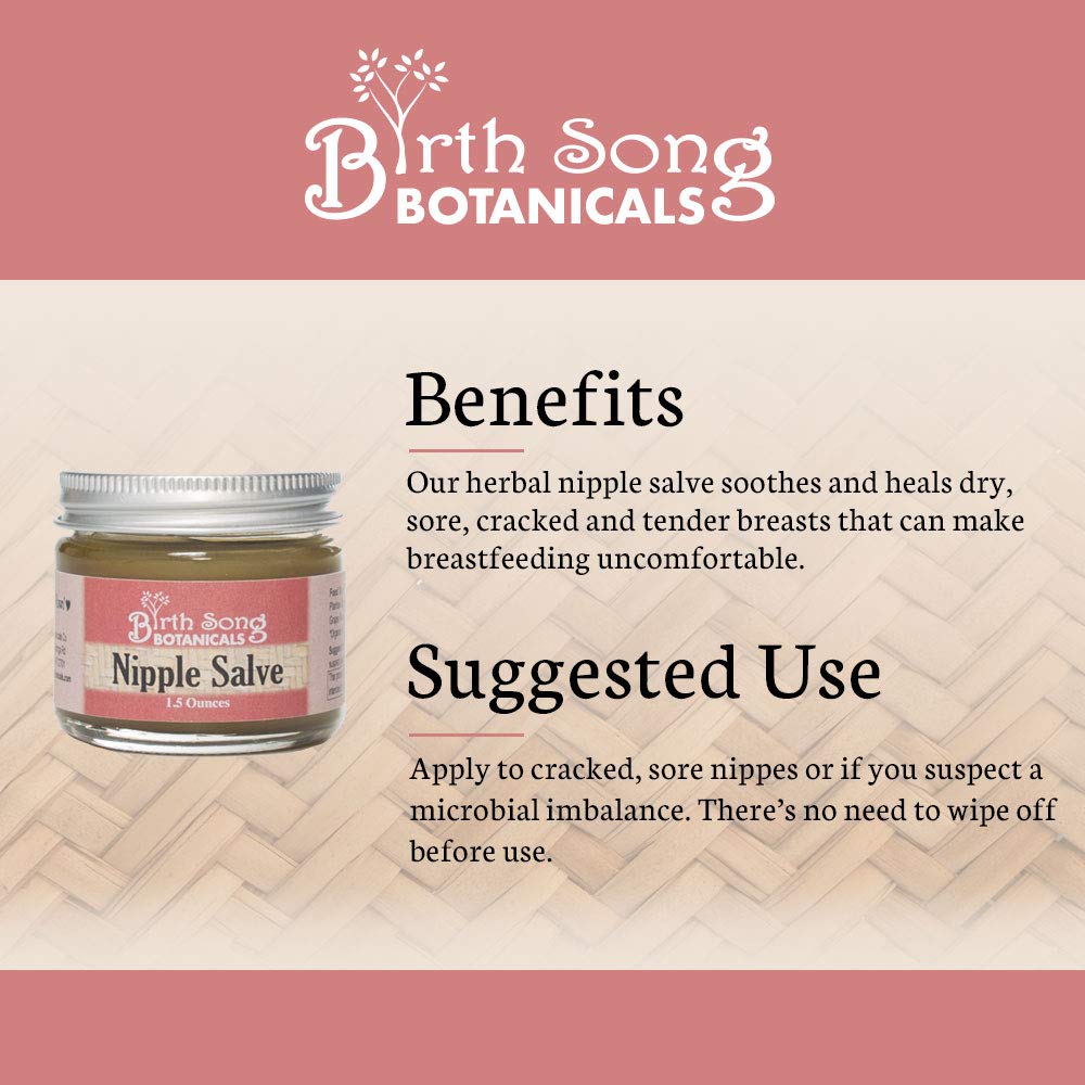 Birth Song Botanicals Co. Nipple Salve Herbal Nipple Cream for Breastfeeding Comfort, Unscented
