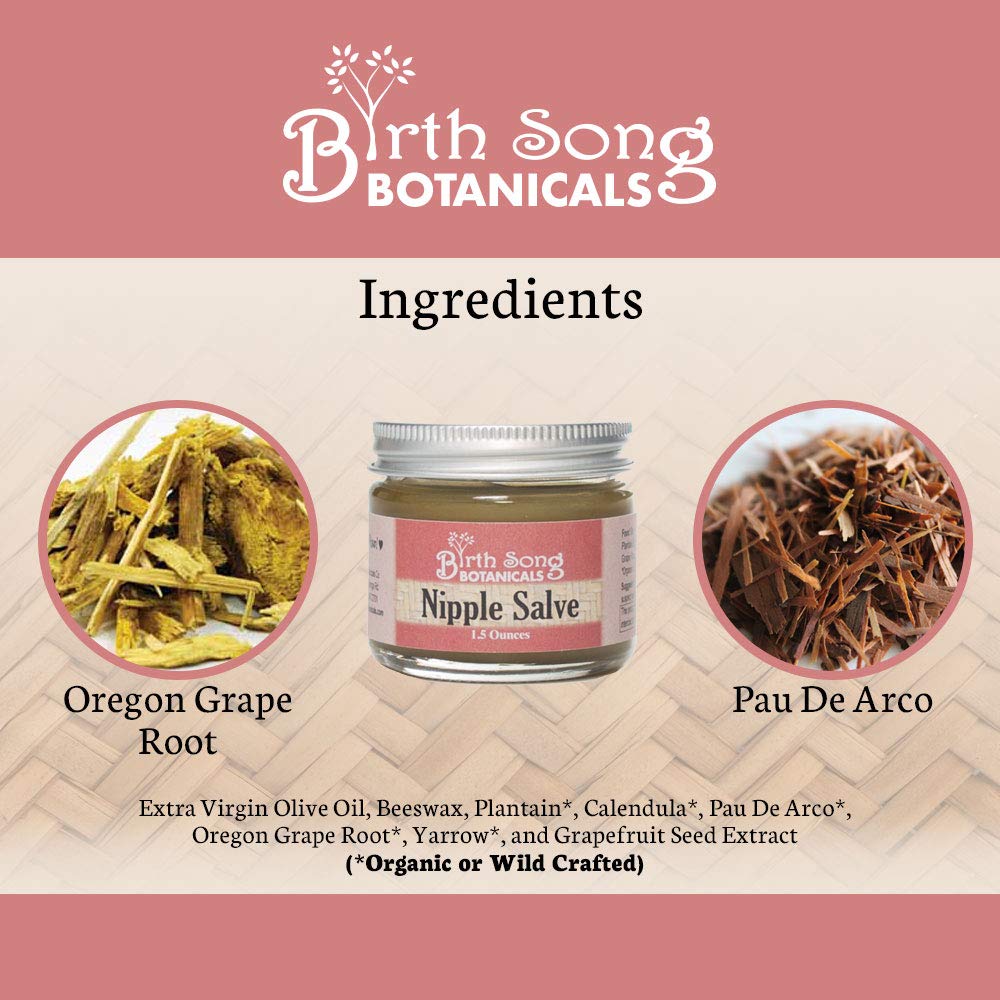 Birth Song Botanicals Co. Nipple Salve Herbal Nipple Cream for Breastfeeding Comfort, Unscented