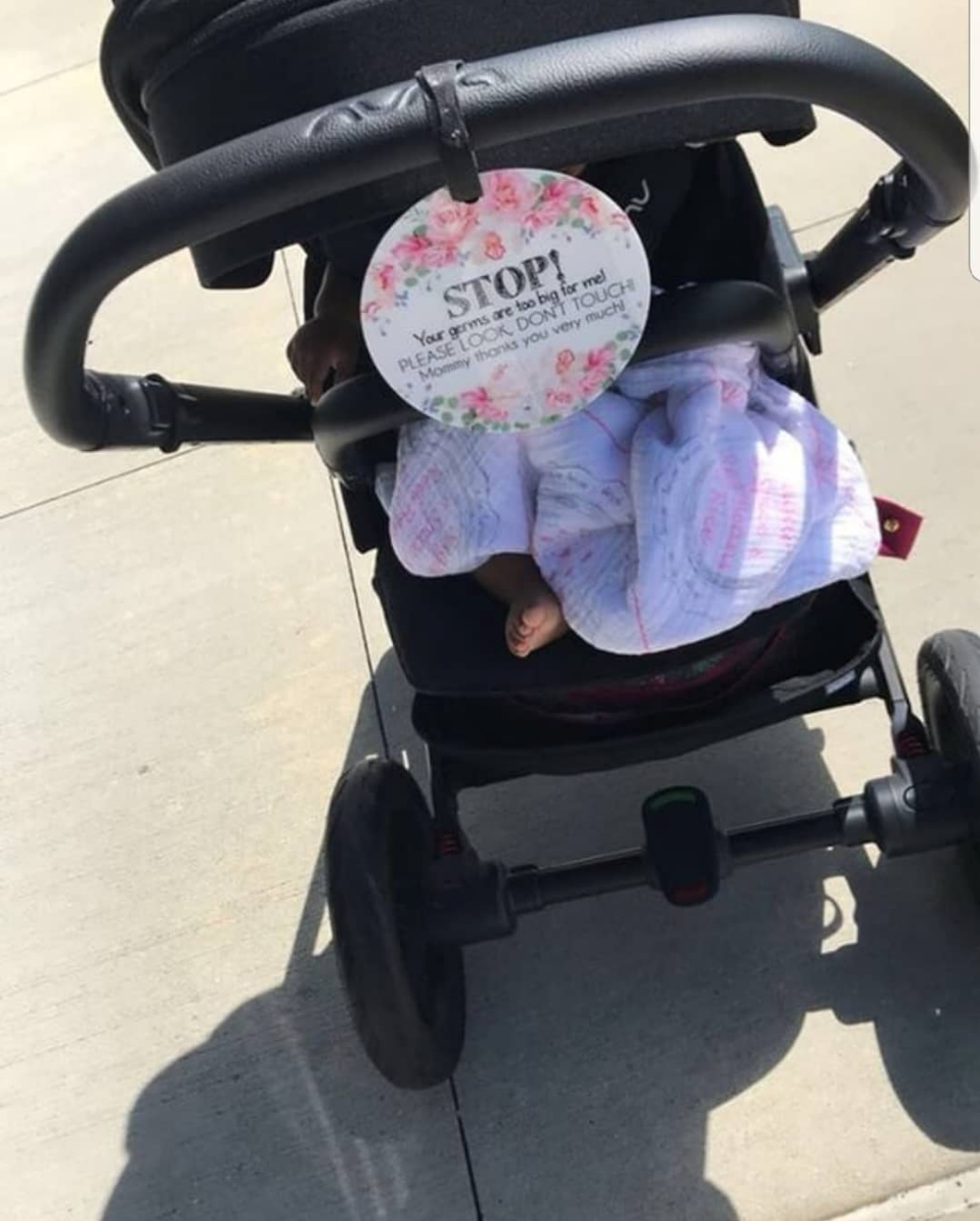 Flower No Touching Baby Car Seat Sign Tag