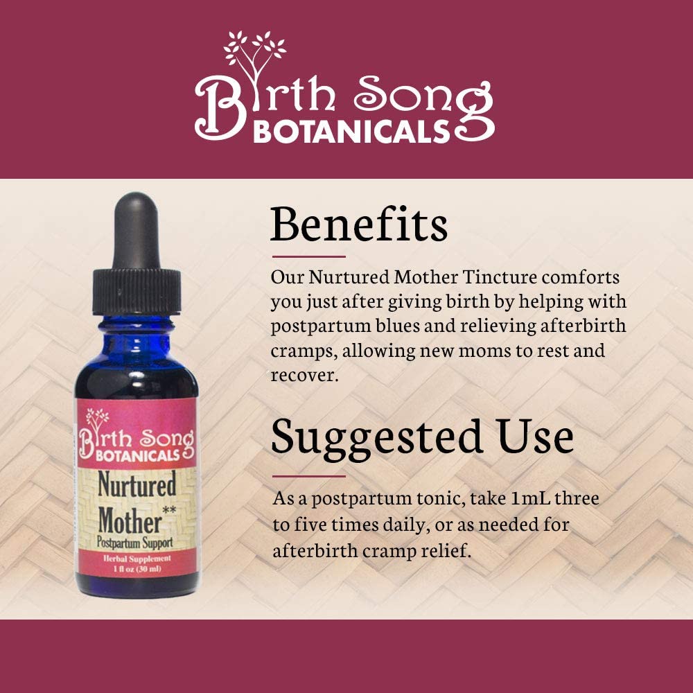 Birth Song Botanicals Co. Nurtured Mother Postpartum Supplement for After Birth Cramps 1 oz.