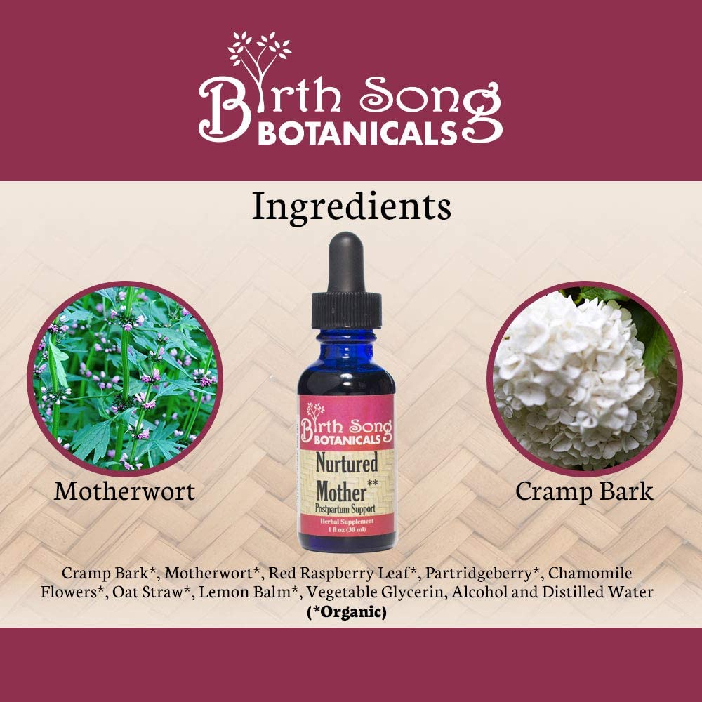 Birth Song Botanicals Co. Nurtured Mother Postpartum Supplement for After Birth Cramps 1 oz.