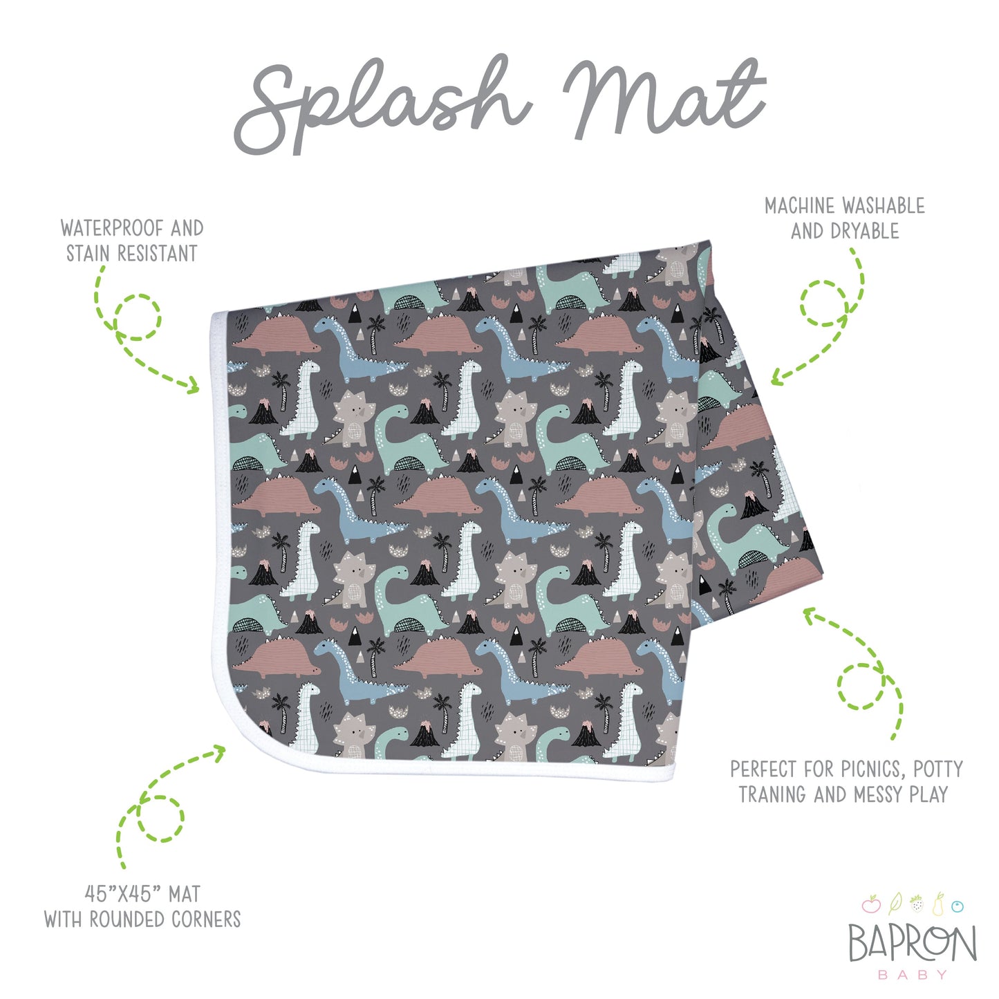 Dinosaur Drawing Splash Mat - A Waterproof Catch-All for Highchair Spills and More!