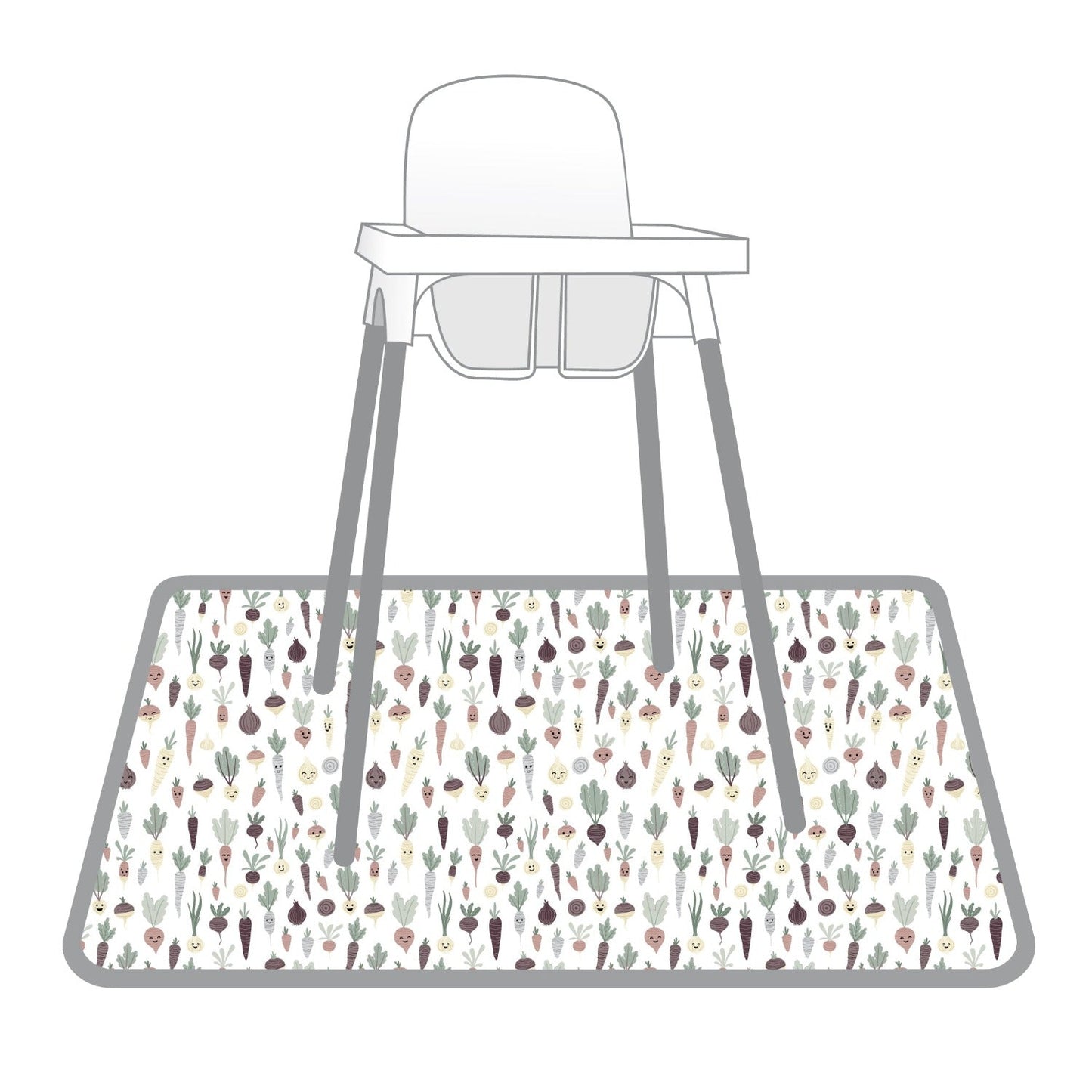 Root Veggies Splash Mat - A Waterproof Catch-All for Highchair Spills and More!