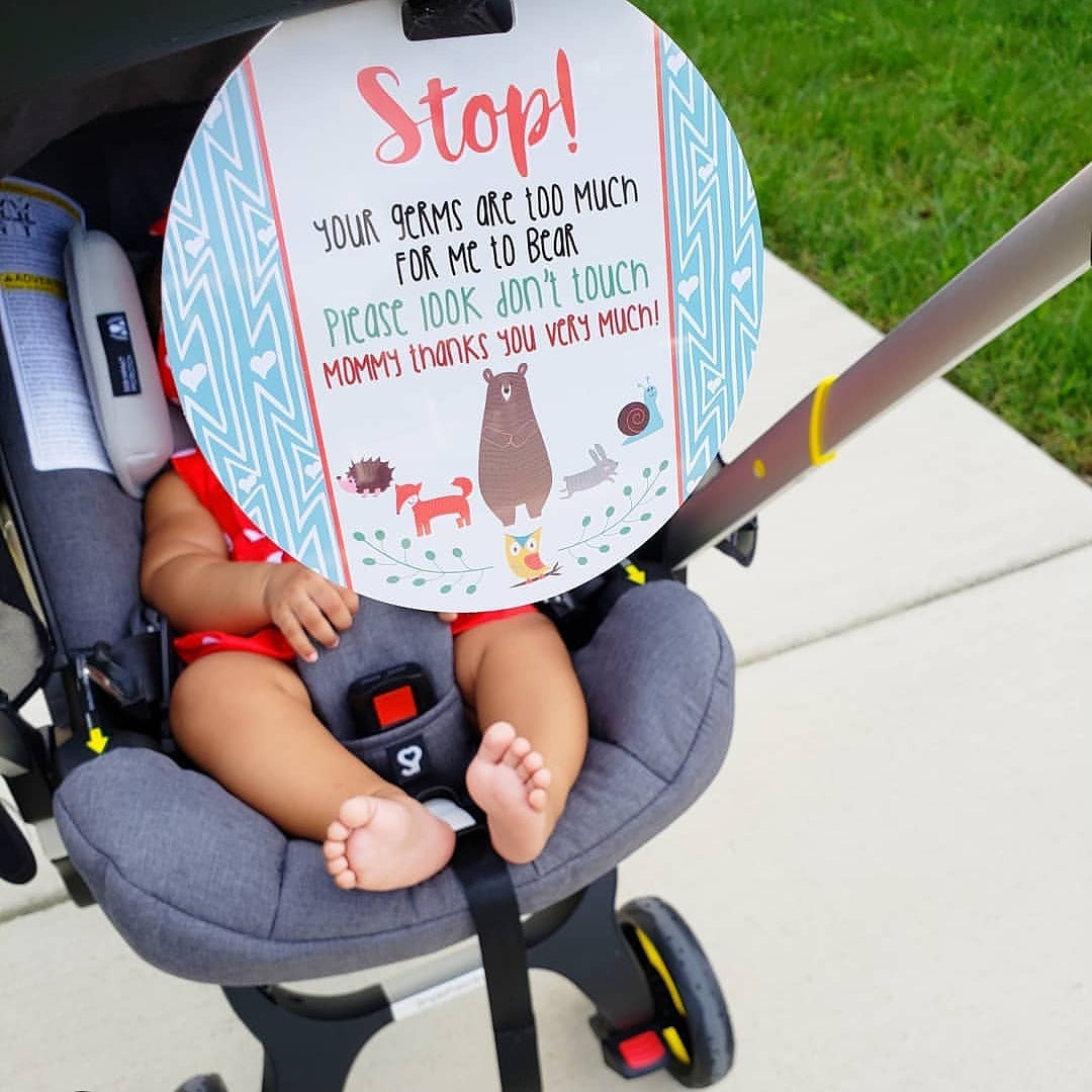 Woodlands No Touching My Newborn Car Seat Sign Tag