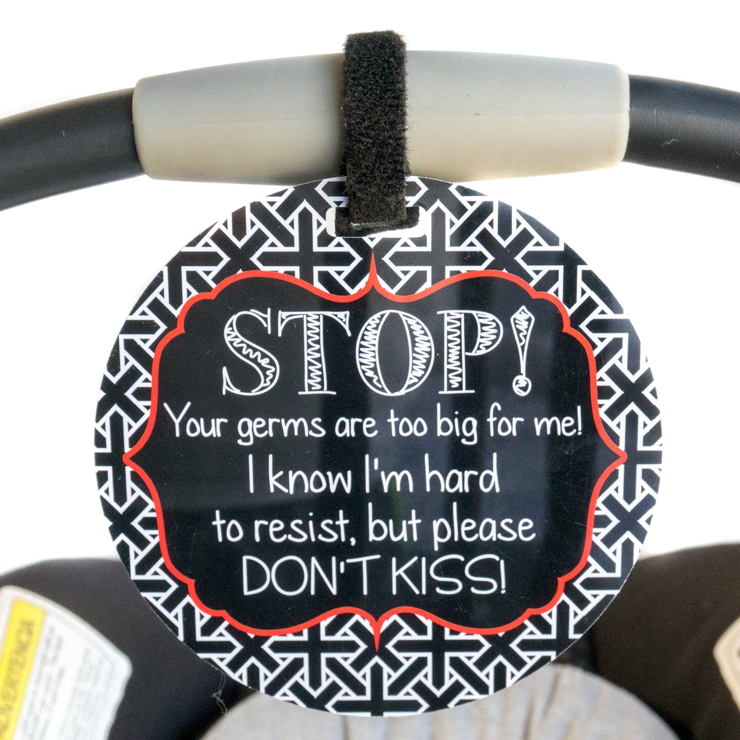 No Kissing A Newborn Car Seat and Stroller Tag