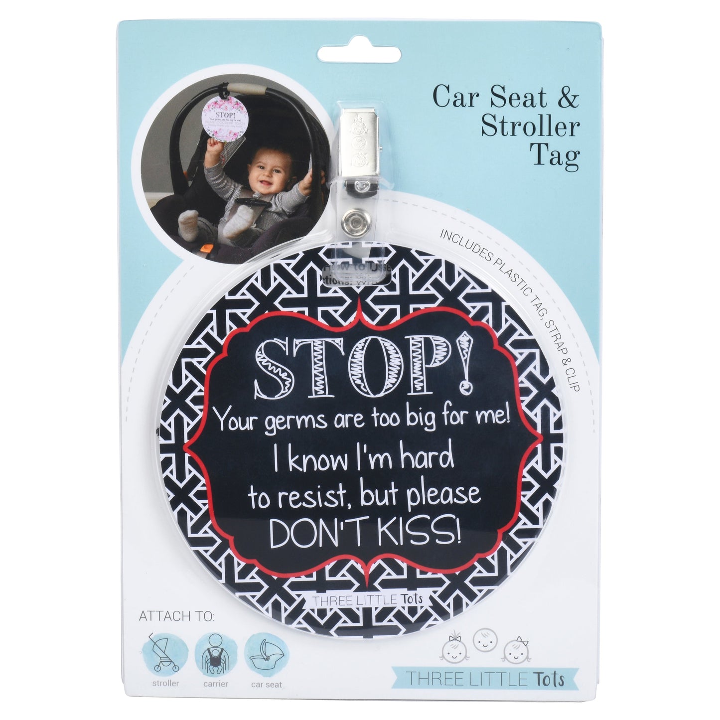 No Kissing A Newborn Car Seat and Stroller Tag