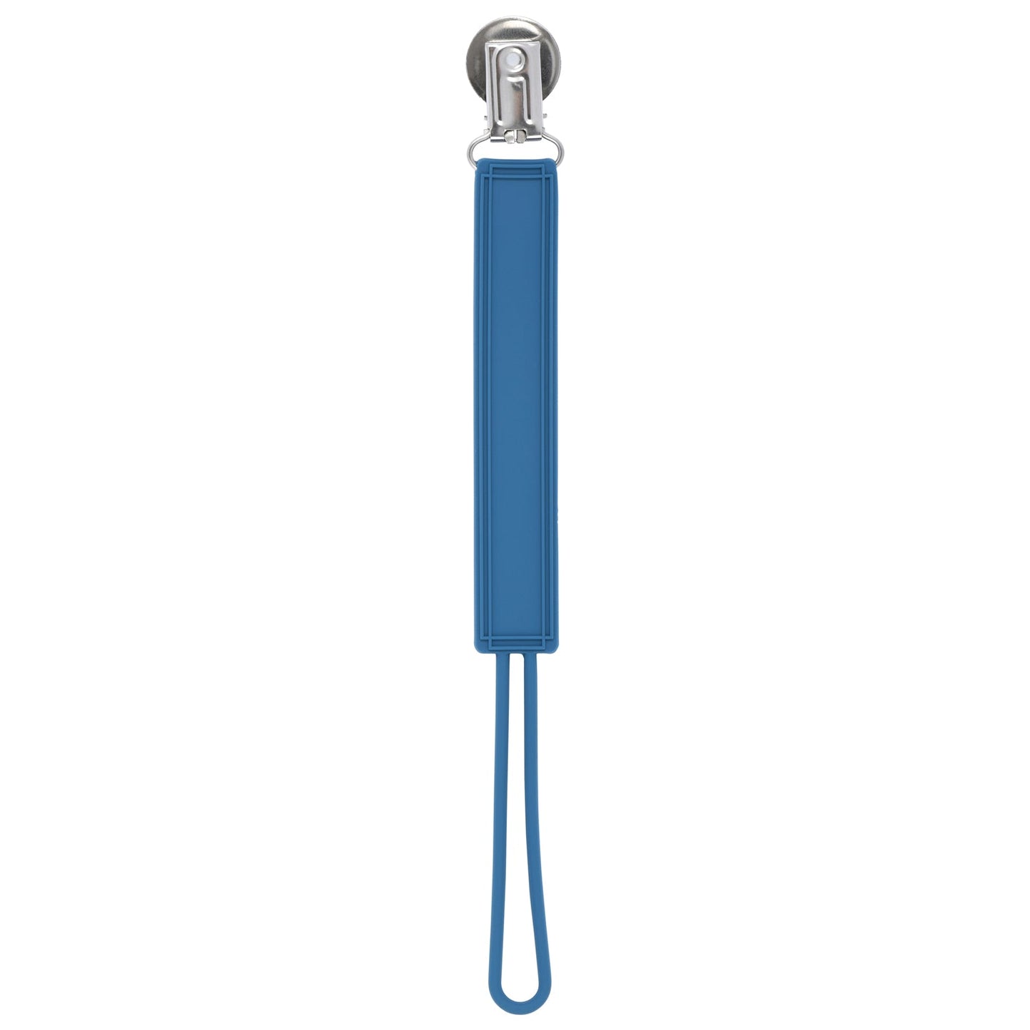 Classic Blue All Silicone One Piece Pacifier Clip