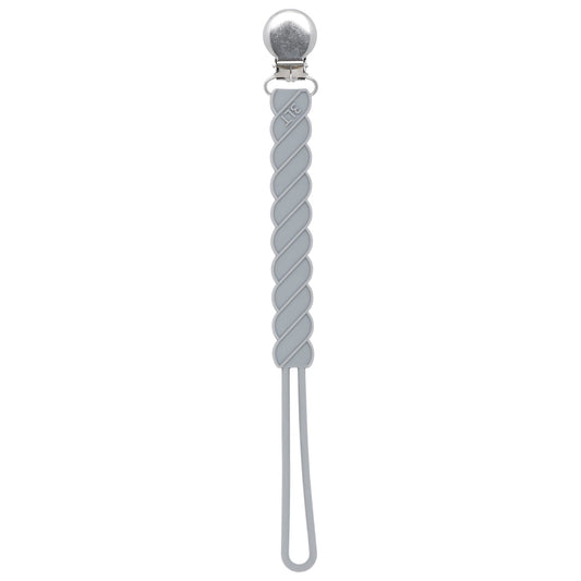 Twist Gray All Silicone One Piece Pacifier Clip