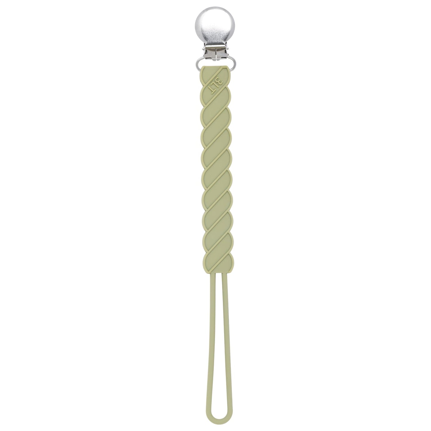 Twist Olive Green All Silicone One Piece Pacifier Clip