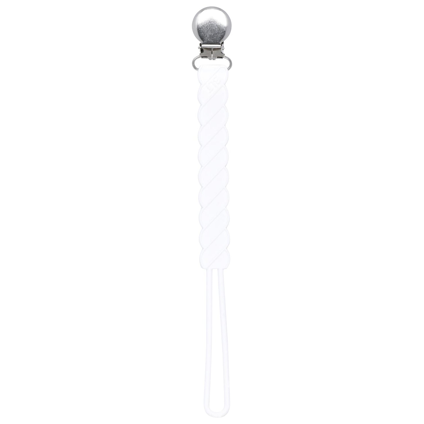 Twist White All Silicone One Piece Pacifier Clip