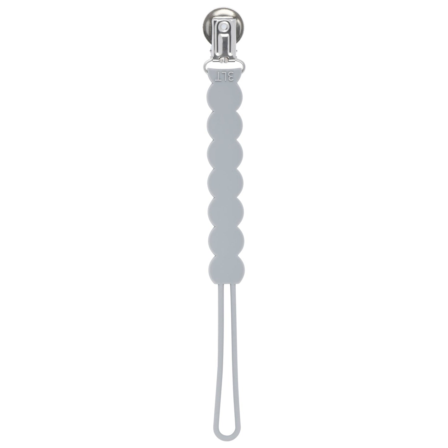 Waverly Gray All Silicone One Piece Pacifier Clip