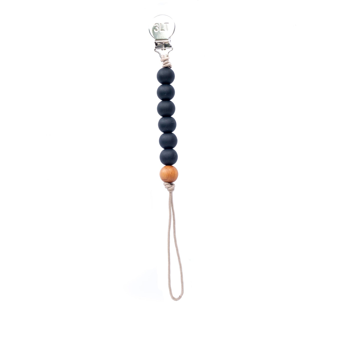 Black Silicone Beaded Pacifier Clip Holder