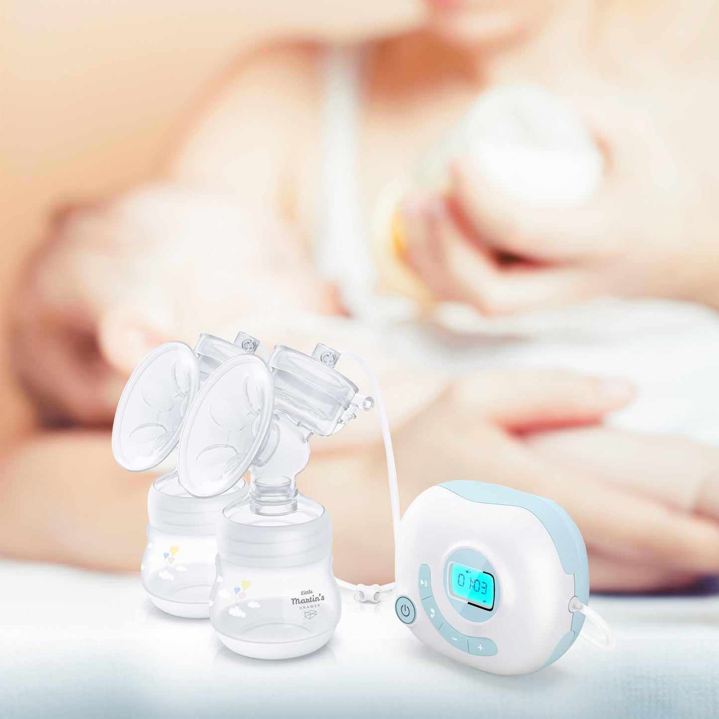 Little Martin’s Electric Double Breast Pump With Rechargeable Battery (Blue/Pink)