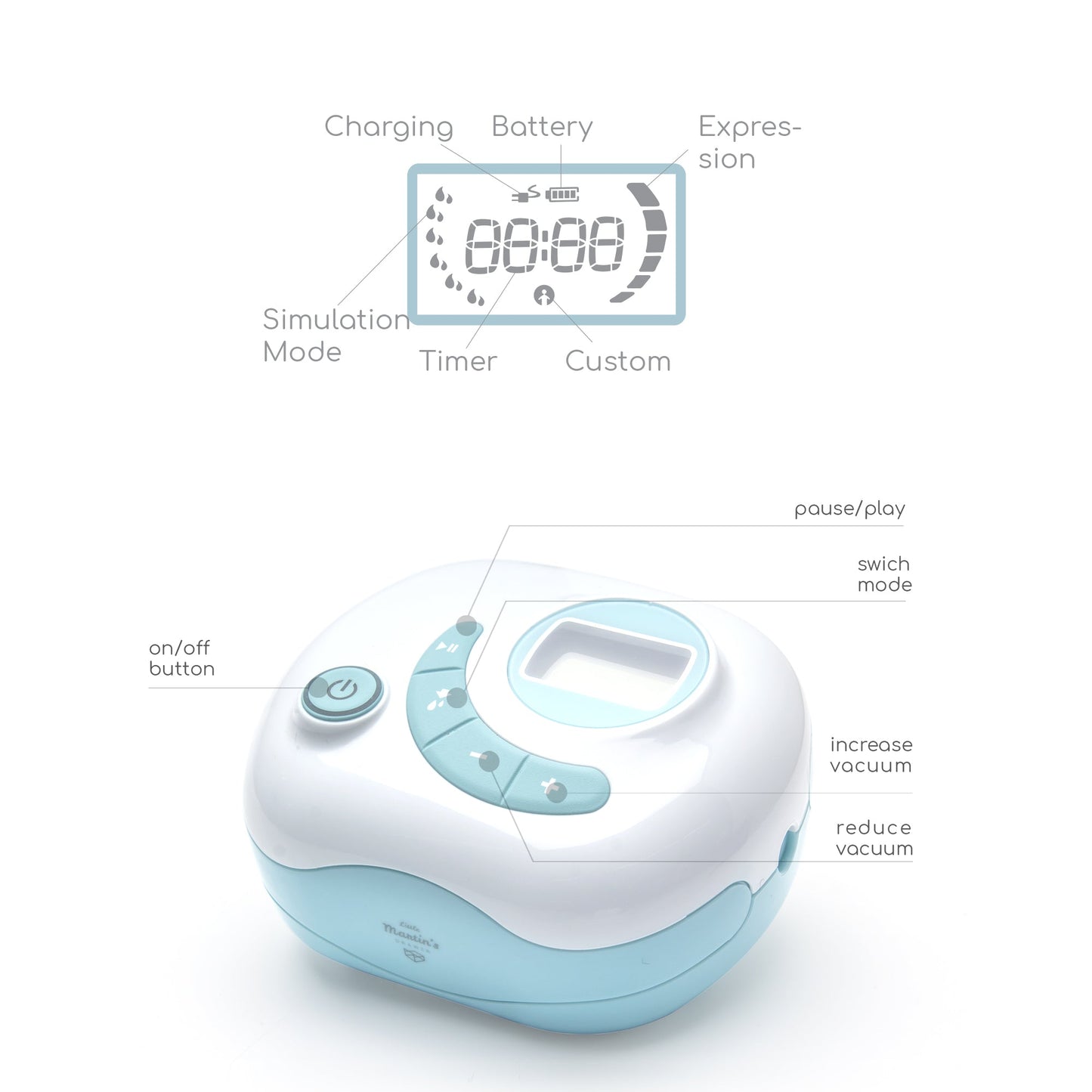 Little Martin’s Electric Double Breast Pump With Rechargeable Battery (Blue/Pink)