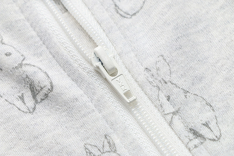 100% Organic Cotton 0.5tog Sleep Sack - Grey Rabbits