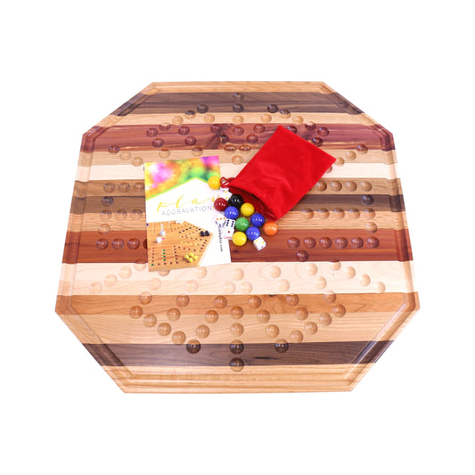 AmishMulti-Wood Aggravation Marble Game Board Set, 24" Wide