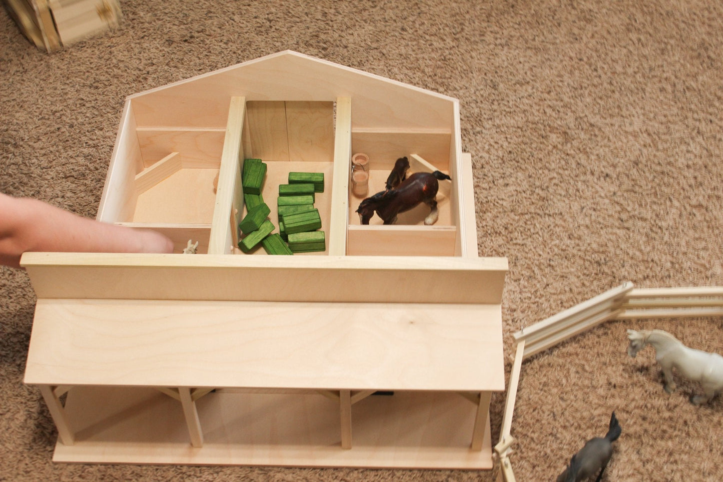 Amish Large Wooden Western Horse Barn Toy