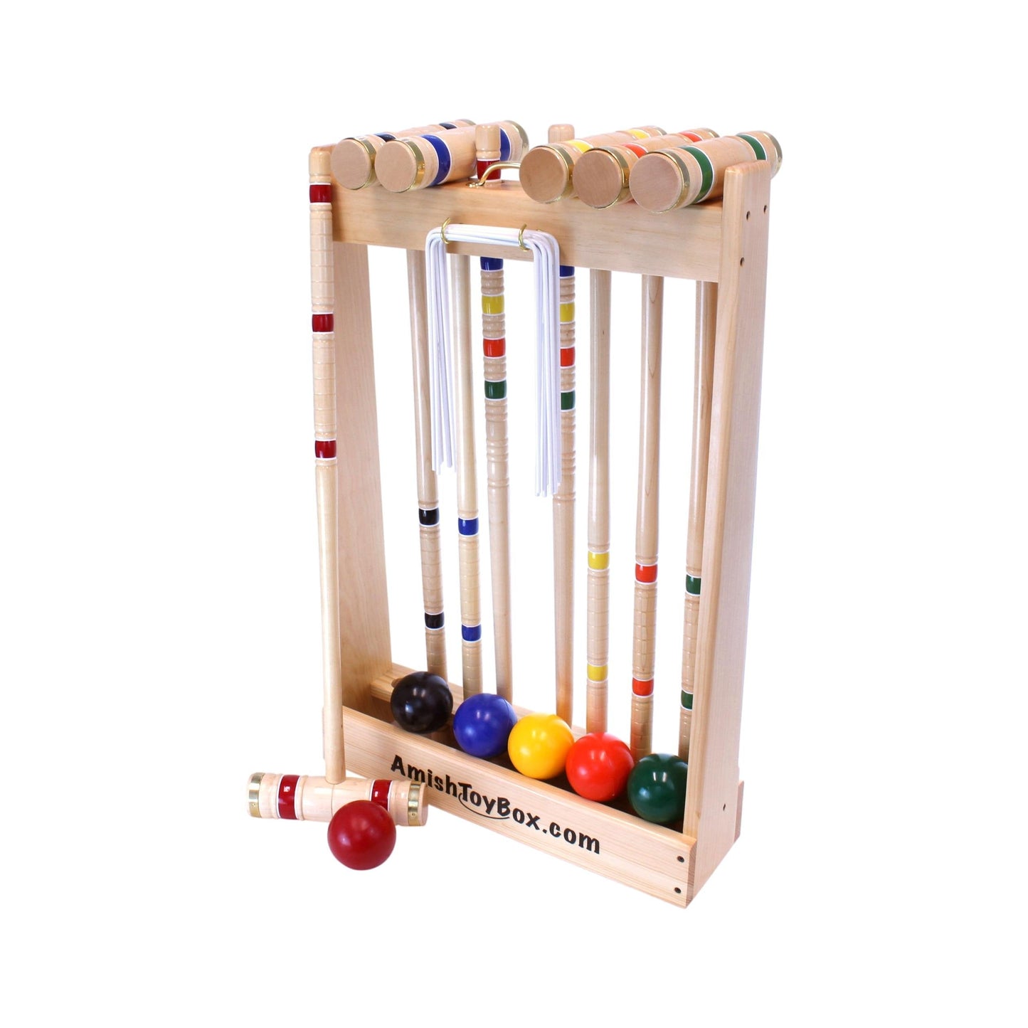 Amish Deluxe Croquet Game Set, 6 Player  With Wooden Holder