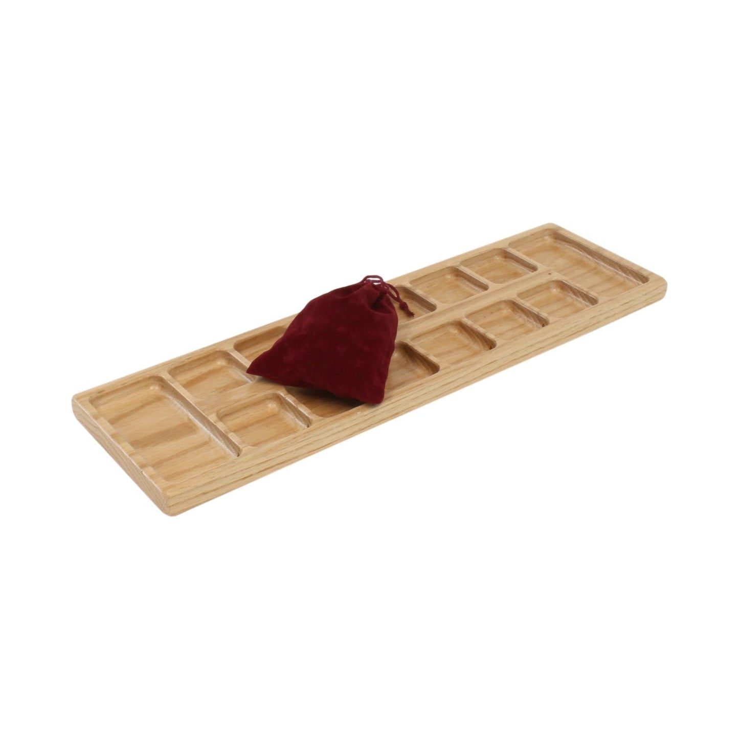 AmishSolid Oak Wood Mancala Board Game Set With Marbles,