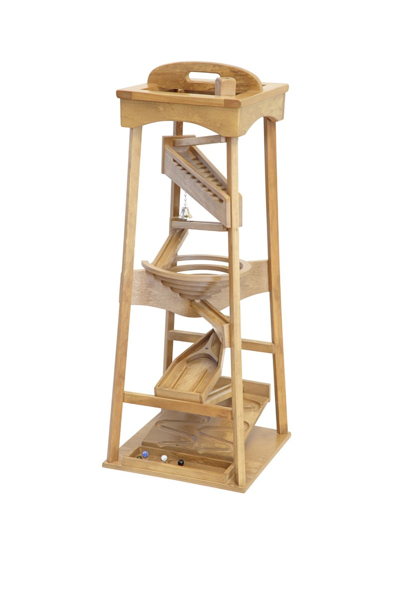 Amish Pyramid Marble Tower Run Wooden Toy 39" High Marbles Included